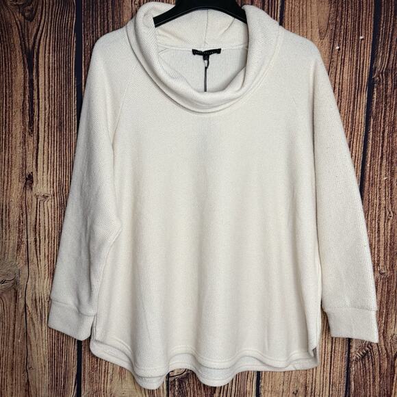 Jane + Delancey Waffle Knit Cowl Neck Pullover Relaxed Sweater Sz: 2X~IVORY NWT - Picture 1 of 10